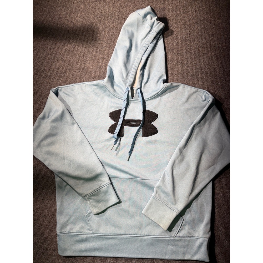Under Armour‎ Hoodie Mens Large Blue Good ColdGear Loose Fit Logo 1348246